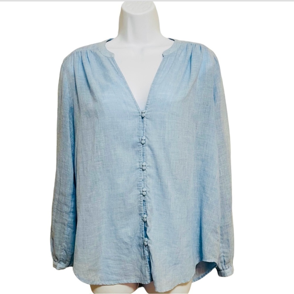 Lucky Brand Split Neck Button Front Blouse - image 1